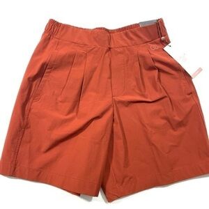 New Calia Journey High Rise Pleated Long Shorts Caramelized Walnut